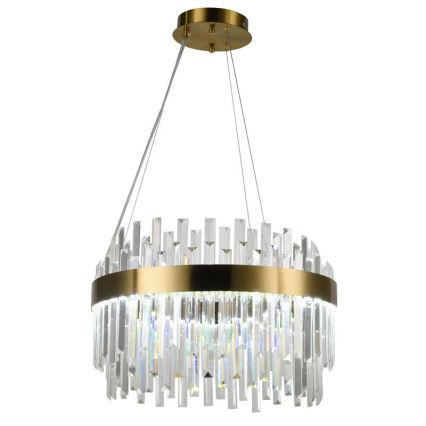 LED Regulowany kryształowy żyrandol na linkę LED/70W/230V 3000-6500K złoty + pilot do sterowania
