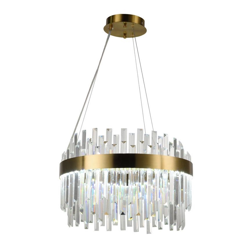 LED Regulowany kryształowy żyrandol na linkę LED/70W/230V 3000-6500K złoty + pilot do sterowania