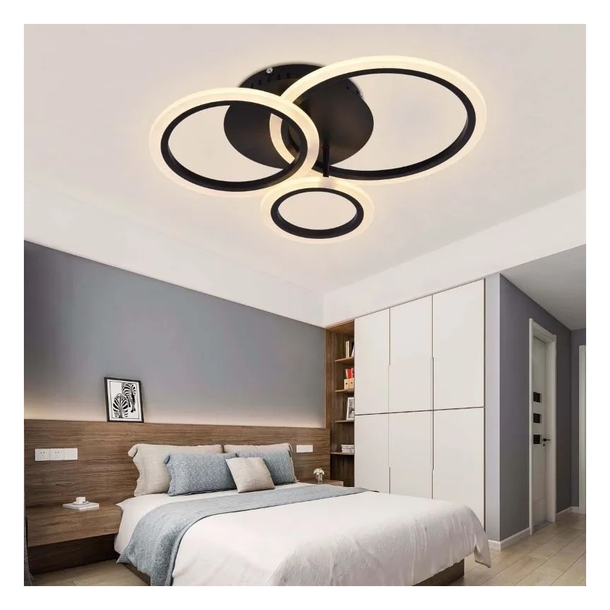 LED Ściemnialny żyrandol natynkowy LED/40W/230V 3000-6500K czarny + zdalne sterowanie