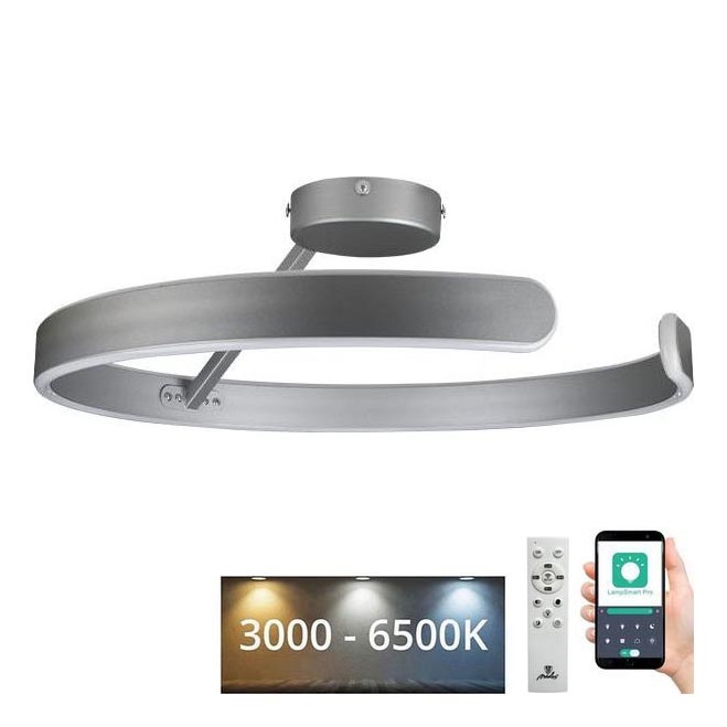 LED Ściemnialny żyrandol natynkowy LED/72W/230V 3000-6500K matowy chrom + zdalne sterowanie