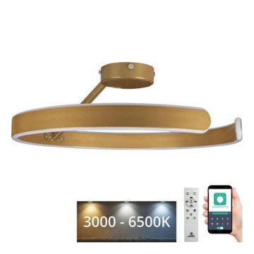 LED Ściemnialny żyrandol natynkowy LED/72W/230V 3000-6500K złoty + zdalne sterowanie