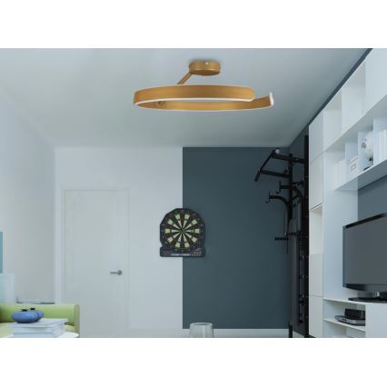 LED Ściemnialny żyrandol natynkowy LED/72W/230V 3000-6500K złoty + zdalne sterowanie