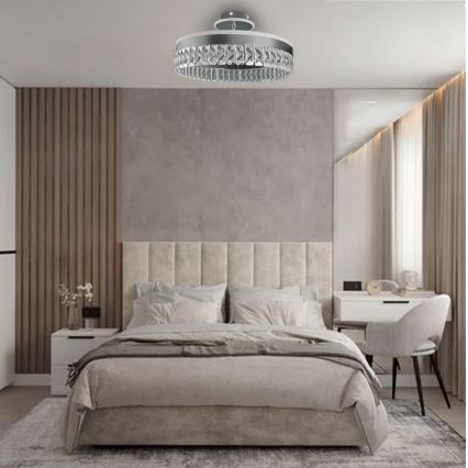 LED Ściemnialny kryształowy żyrandol natynkowy LED/75W/230V 3000-6500K matowy chrom + zdalne sterowanie