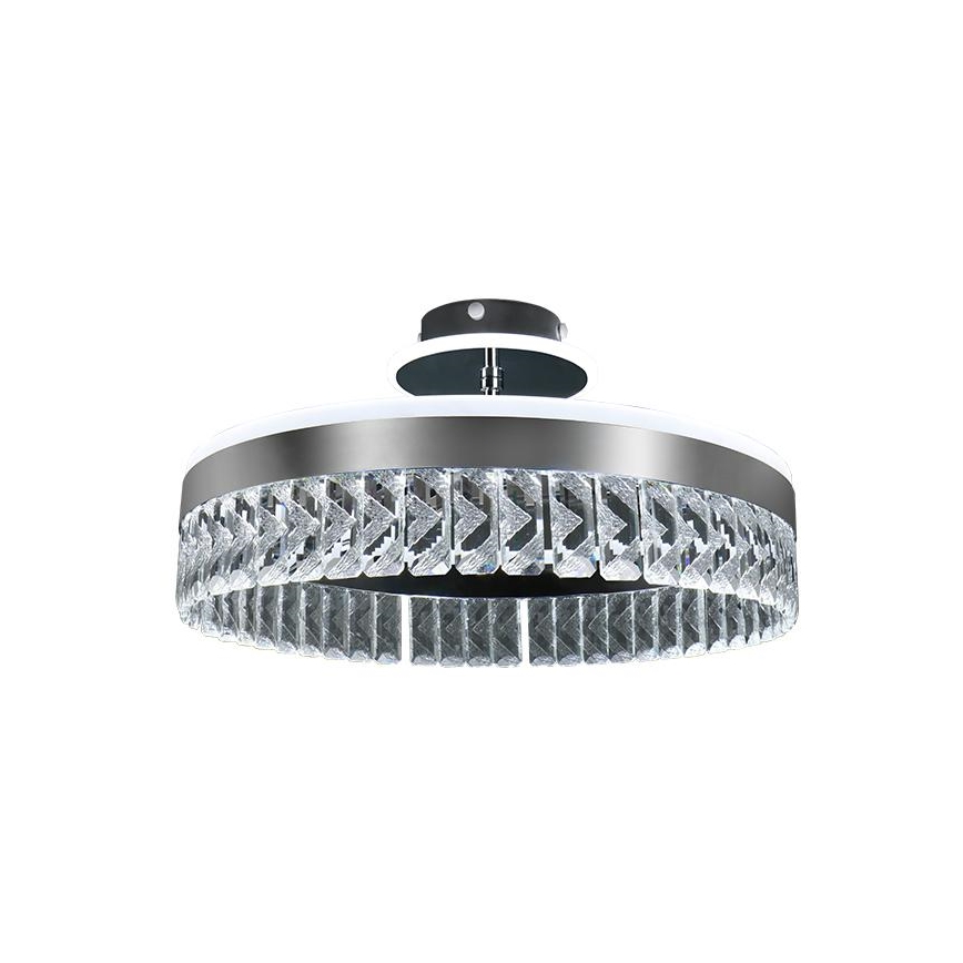 LED Ściemnialny kryształowy żyrandol natynkowy LED/75W/230V 3000-6500K matowy chrom + zdalne sterowanie