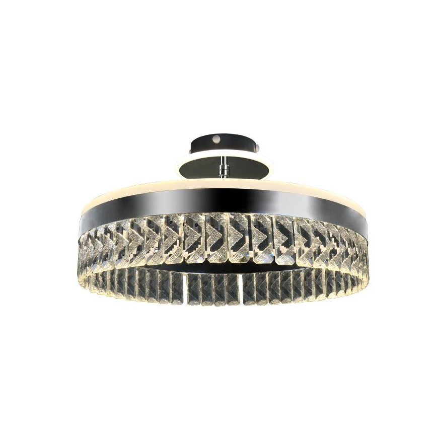 LED Ściemnialny kryształowy żyrandol natynkowy LED/75W/230V 3000-6500K matowy chrom + zdalne sterowanie