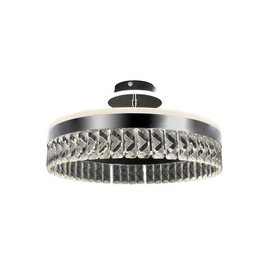 LED Ściemnialny kryształowy żyrandol natynkowy LED/75W/230V 3000-6500K matowy chrom + zdalne sterowanie