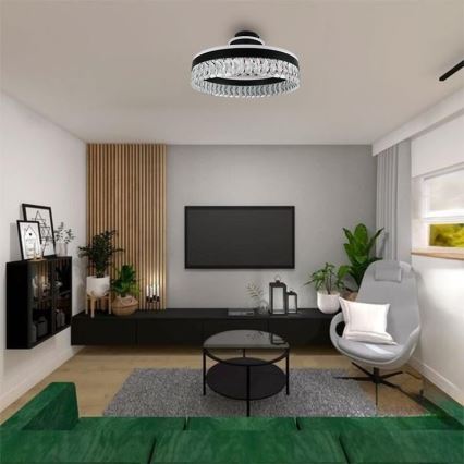 LED Ściemnialna kryształ Żyrandol natynkowy LED/75W/230V 3000-6500K czarne + Pilot zdalnego sterowania