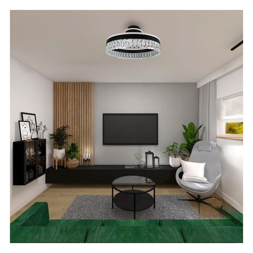 LED Ściemnialna kryształ Żyrandol natynkowy LED/75W/230V 3000-6500K czarne + Pilot zdalnego sterowania