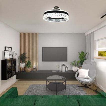 LED Ściemnialna kryształ Żyrandol natynkowy LED/75W/230V 3000-6500K czarne + Pilot zdalnego sterowania