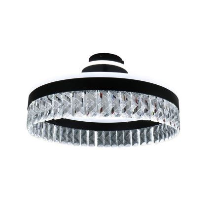 LED Ściemnialna kryształ Żyrandol natynkowy LED/75W/230V 3000-6500K czarne + Pilot zdalnego sterowania