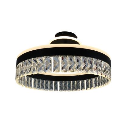 LED Ściemnialna kryształ Żyrandol natynkowy LED/75W/230V 3000-6500K czarne + Pilot zdalnego sterowania