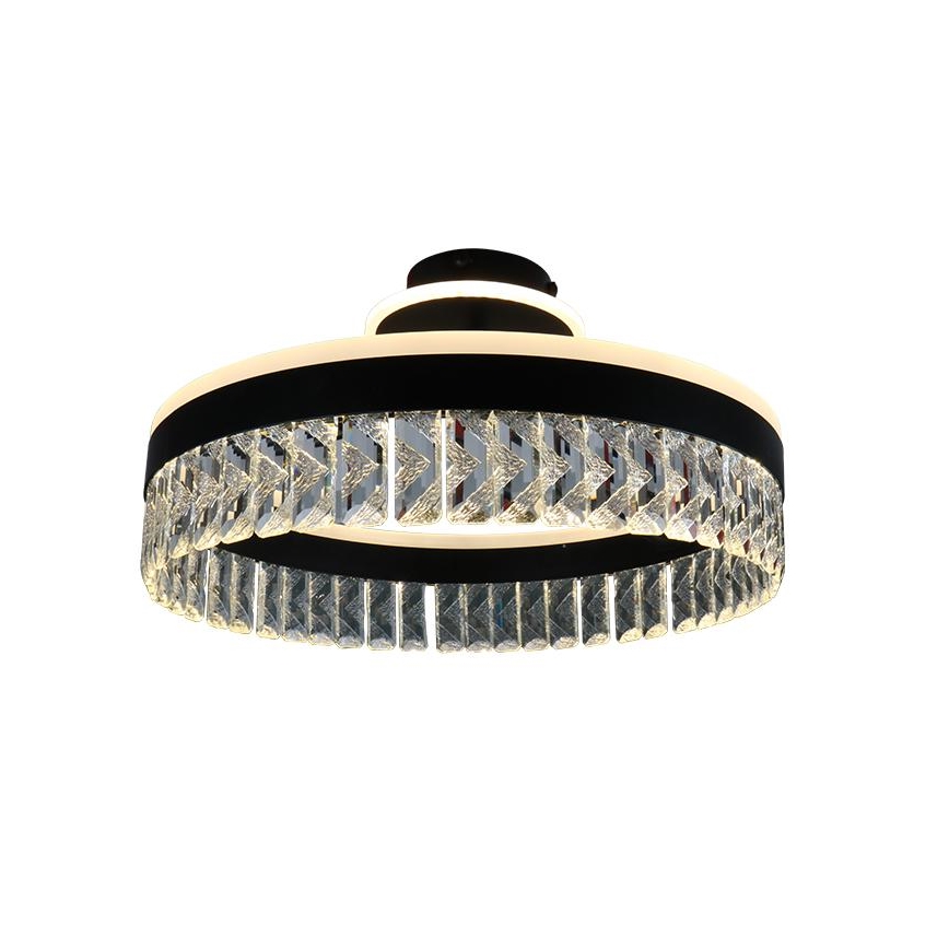 LED Ściemnialna kryształ Żyrandol natynkowy LED/75W/230V 3000-6500K czarne + Pilot zdalnego sterowania