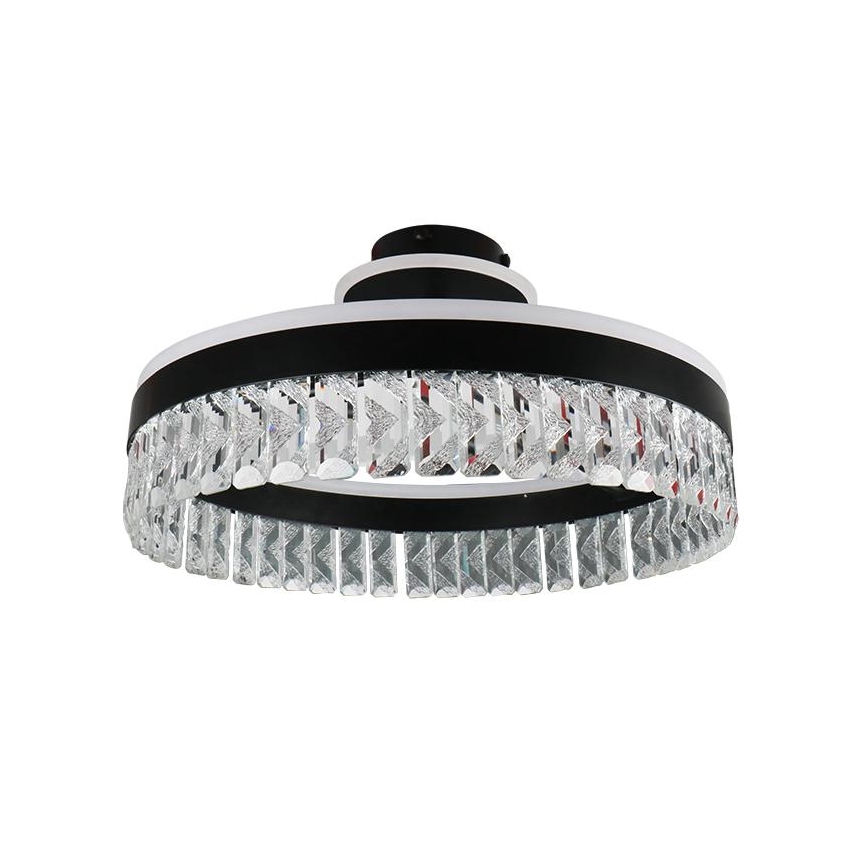 LED Ściemnialna kryształ Żyrandol natynkowy LED/75W/230V 3000-6500K czarne + Pilot zdalnego sterowania