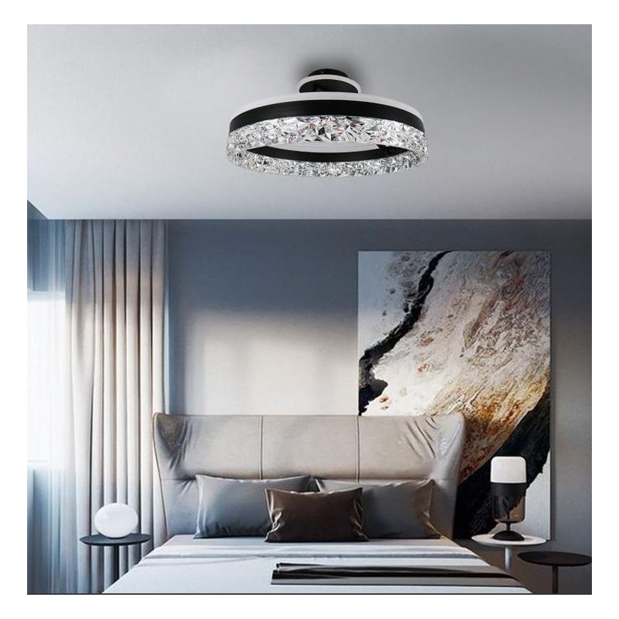 LED Ściemnialny żyrandol natynkowy LED/86W/230V 3000-6500K czarny + pilot zdalnego sterowania