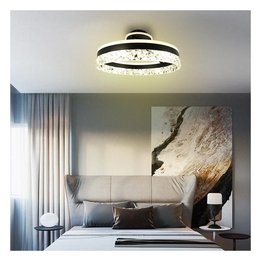 LED Ściemnialny żyrandol natynkowy LED/86W/230V 3000-6500K czarny + pilot zdalnego sterowania