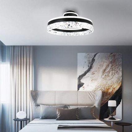LED Ściemnialny żyrandol natynkowy LED/86W/230V 3000-6500K czarny + pilot zdalnego sterowania
