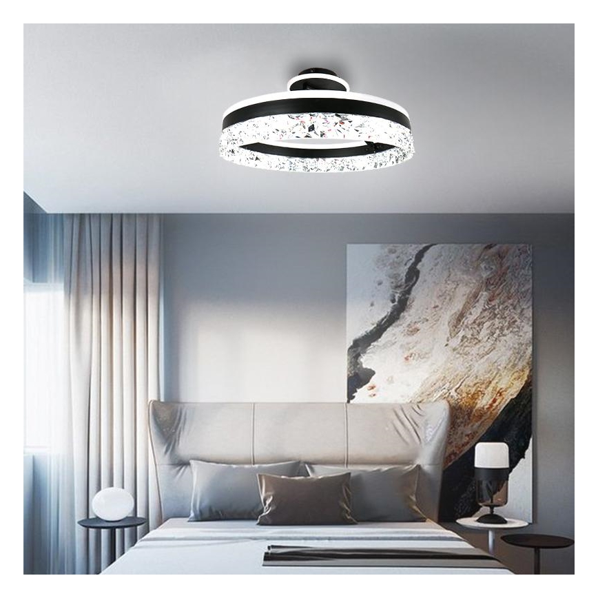 LED Ściemnialny żyrandol natynkowy LED/86W/230V 3000-6500K czarny + pilot zdalnego sterowania