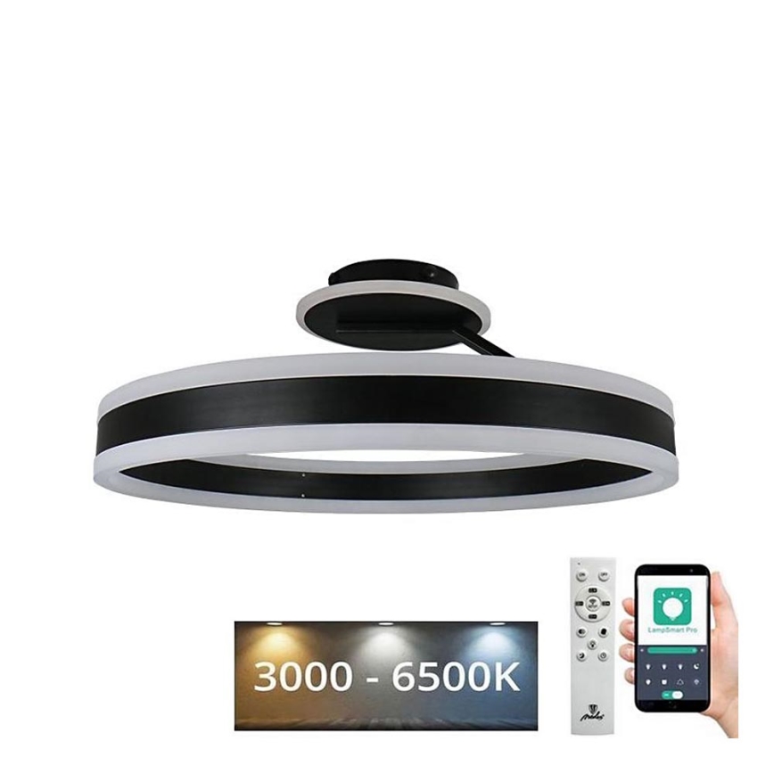 LED Ściemnialny żyrandol natynkowy LED/86W/230V 3000-6500K czarny + pilot zdalnego sterowania