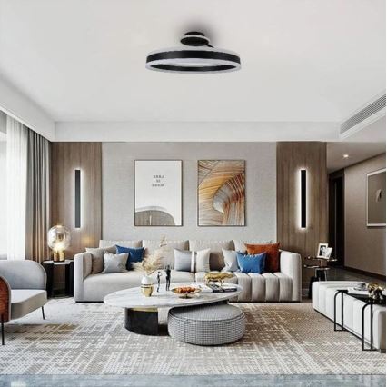 LED Ściemnialny żyrandol natynkowy LED/86W/230V 3000-6500K czarny + pilot zdalnego sterowania