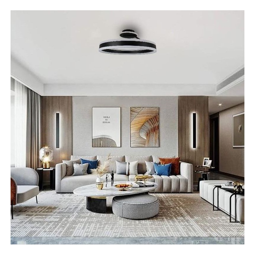 LED Ściemnialny żyrandol natynkowy LED/86W/230V 3000-6500K czarny + pilot zdalnego sterowania