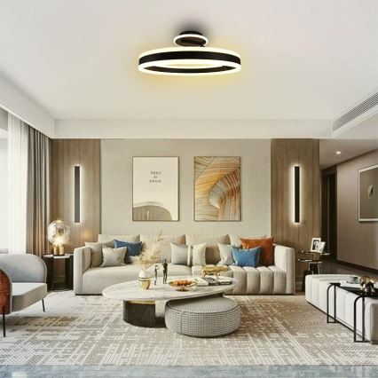 LED Ściemnialny żyrandol natynkowy LED/86W/230V 3000-6500K czarny + pilot zdalnego sterowania