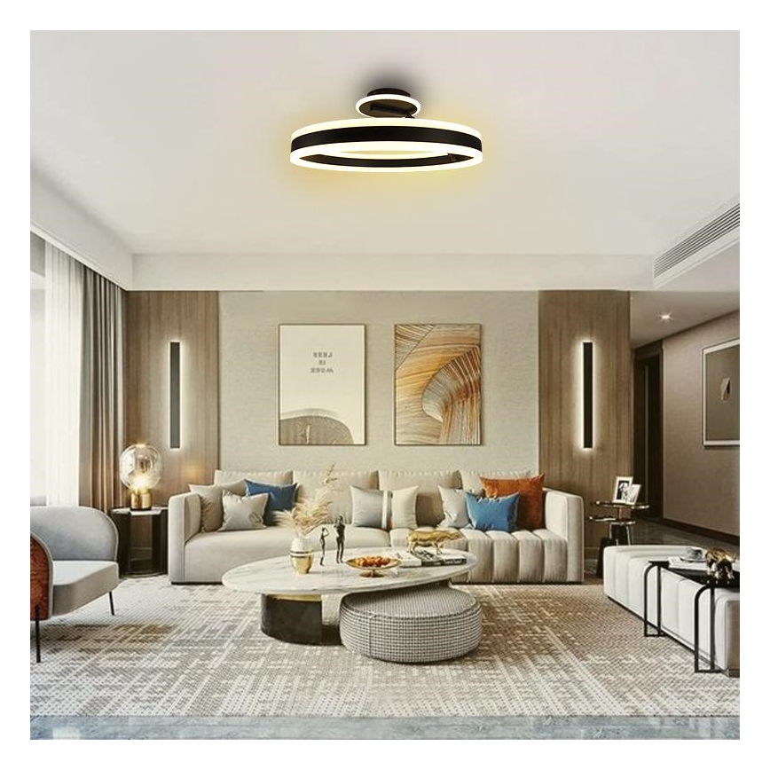 LED Ściemnialny żyrandol natynkowy LED/86W/230V 3000-6500K czarny + pilot zdalnego sterowania