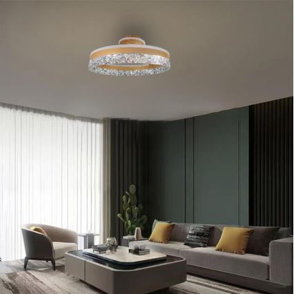 LED Ściemnialny żyrandol natynkowy LED/86W/230V 3000-6500K złoty + pilot zdalnego sterowania