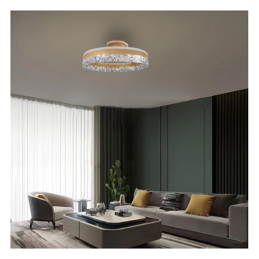 LED Ściemnialny żyrandol natynkowy LED/86W/230V 3000-6500K złoty + pilot zdalnego sterowania