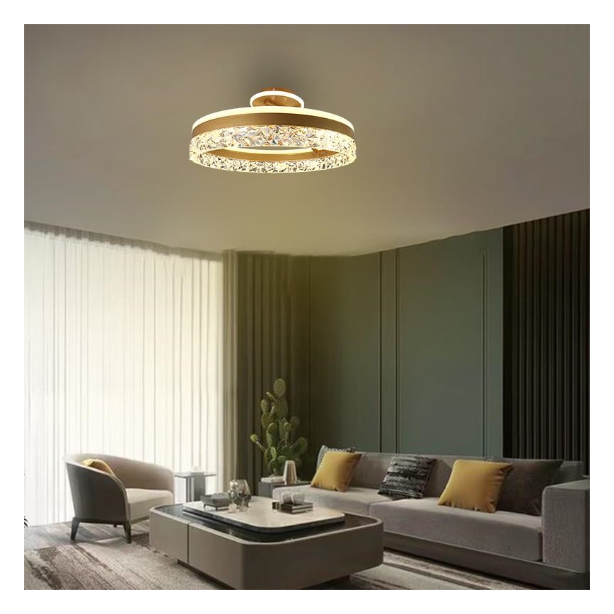 LED Ściemnialny żyrandol natynkowy LED/86W/230V 3000-6500K złoty + pilot zdalnego sterowania