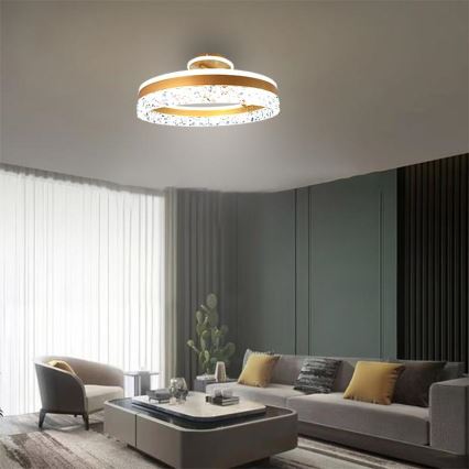 LED Ściemnialny żyrandol natynkowy LED/86W/230V 3000-6500K złoty + pilot zdalnego sterowania