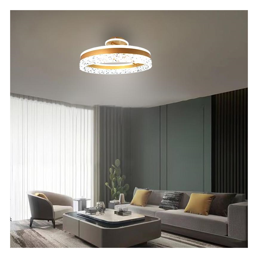 LED Ściemnialny żyrandol natynkowy LED/86W/230V 3000-6500K złoty + pilot zdalnego sterowania