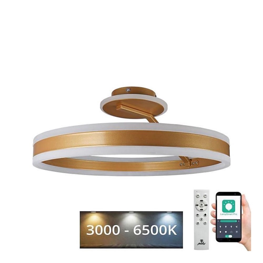 LED Ściemnialny żyrandol natynkowy LED/86W/230V 3000-6500K złoty + pilot zdalnego sterowania