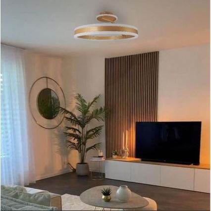 LED Ściemnialny żyrandol natynkowy LED/86W/230V 3000-6500K złoty + pilot zdalnego sterowania