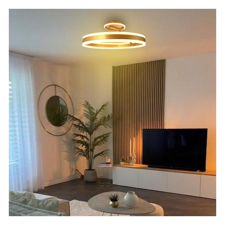 LED Ściemnialny żyrandol natynkowy LED/86W/230V 3000-6500K złoty + pilot zdalnego sterowania