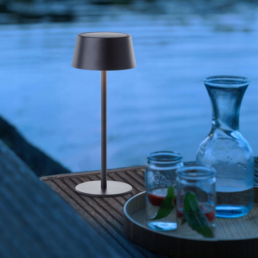 LED Ściemniana dotykowa lampa solarna LED/3W/5V USB 1800 mAh IP44 czarna