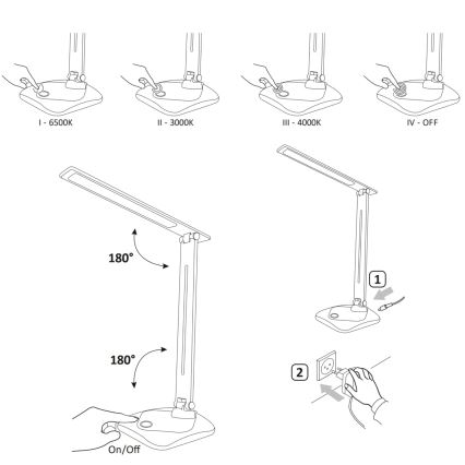LED Ściemniana dotykowa lampa stołowa TOLEDO LED/8W/230V czarna