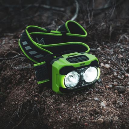 Czołówka LED z regulacją jasności, ładowalna, z czujnikiem i czerwonym światłem LED/10W/5V/3xAAA IP44 600 lm 1200 mAh