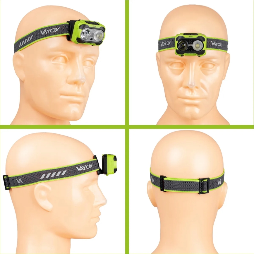 Czołówka LED z regulacją jasności, ładowalna, z czujnikiem i czerwonym światłem LED/10W/5V/3xAAA IP44 600 lm 1200 mAh