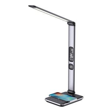 LED Ściemniana lampa biurkowa LED/8,5W/230V z bezprzewodowym ładowaniem srebrna