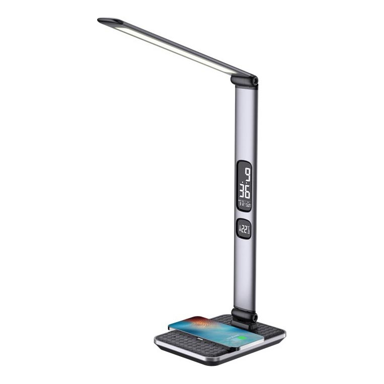LED Ściemniana lampa biurkowa LED/8,5W/230V z bezprzewodowym ładowaniem srebrna