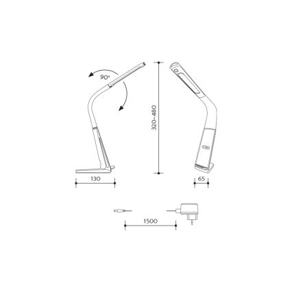 Ściemniana lampa biurkowa LED z bezprzewodowym ładowaniem i czujnikiem ruchu LORD EVO LED/8W/230V 3000K/4500K/6000K biała