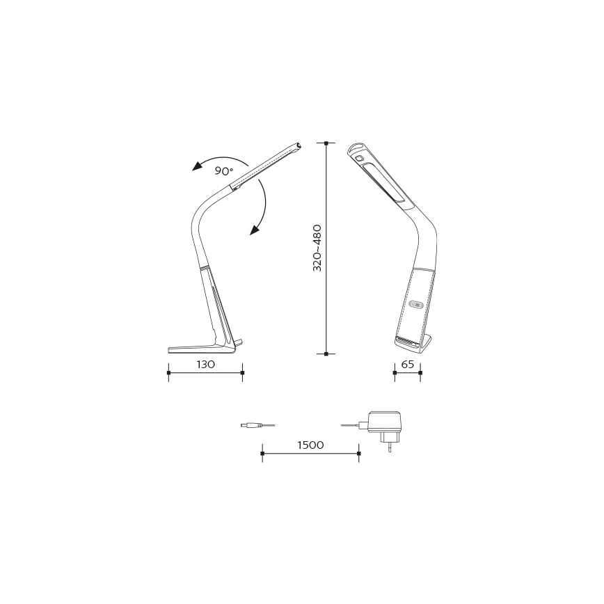 Ściemniana lampa biurkowa LED z bezprzewodowym ładowaniem i czujnikiem ruchu LORD EVO LED/8W/230V 3000K/4500K/6000K biała