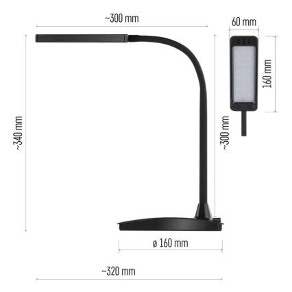 LED Ściemniana lampa stołowa EDDY LED/6W/230V 3000/4500/6800K czarna