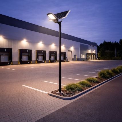 Lampa uliczna LED z regulacją jasności, czujnikiem i panelem solarnym KOBRA LED/400W/3,2V 24000 mAh IP65 antracyt + pilot zdalnego sterowania