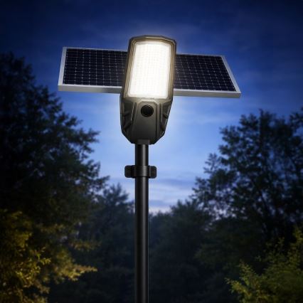 Lampa uliczna LED z regulacją jasności, czujnikiem i panelem solarnym KOBRA LED/400W/3,2V 24000 mAh IP65 antracyt + pilot zdalnego sterowania