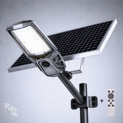 Lampa uliczna LED z regulacją jasności, czujnikiem i panelem solarnym KOBRA LED/400W/3,2V 24000 mAh IP65 antracyt + pilot zdalnego sterowania