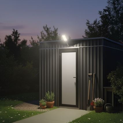 LED ściemnialna solarna lampa uliczna z czujnikiem VENICE LED/50W/3,2V 4000 mAh IP65 czarna + zdalne sterowanie