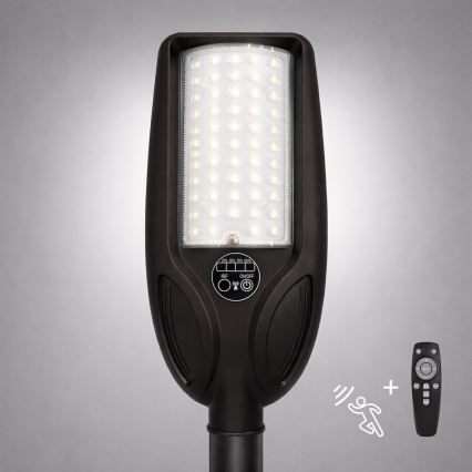 LED ściemnialna solarna lampa uliczna z czujnikiem VENICE LED/50W/3,2V 4000 mAh IP65 czarna + zdalne sterowanie