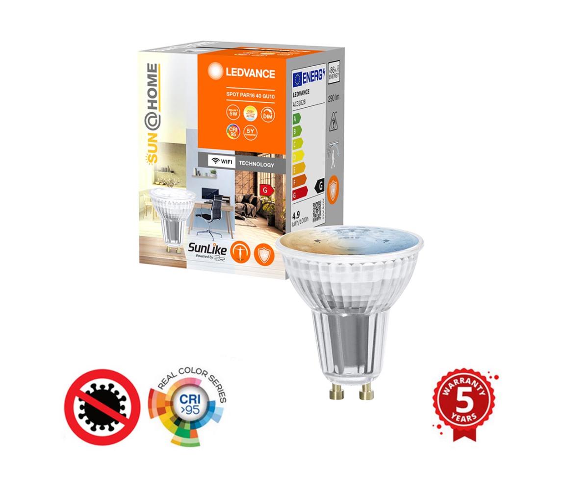 LED Ściemniana żarówka antybakteryjna PAR16 GU10/4,9W/230V Wi-Fi - Ledvance
