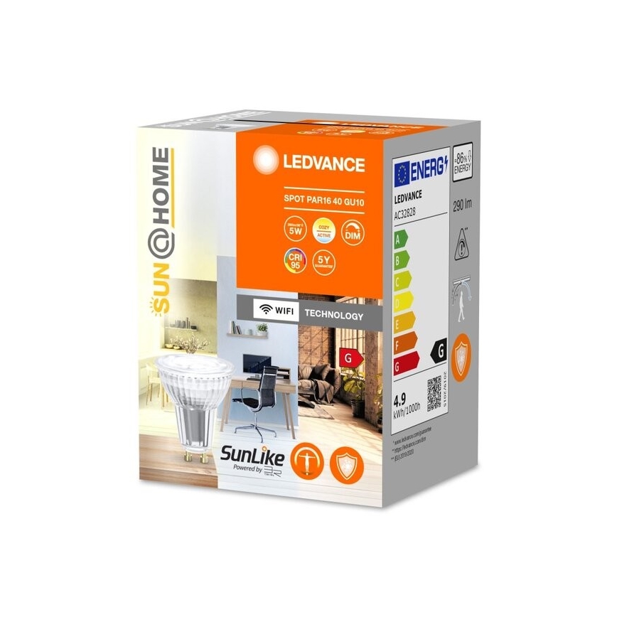 LED Ściemniana żarówka antybakteryjna PAR16 GU10/4,9W/230V Wi-Fi - Ledvance